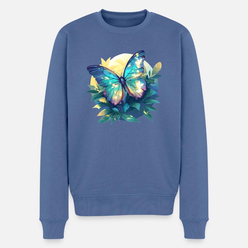 Butterfly Schmetterlinge Schmetterling - Männer Premium Bio Pullover - Taubenblau