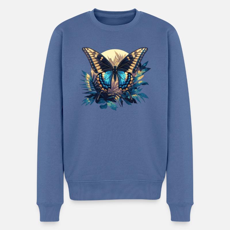 papillon papillons papillon papillon - Pull Premium bio Homme - bleu pigeon