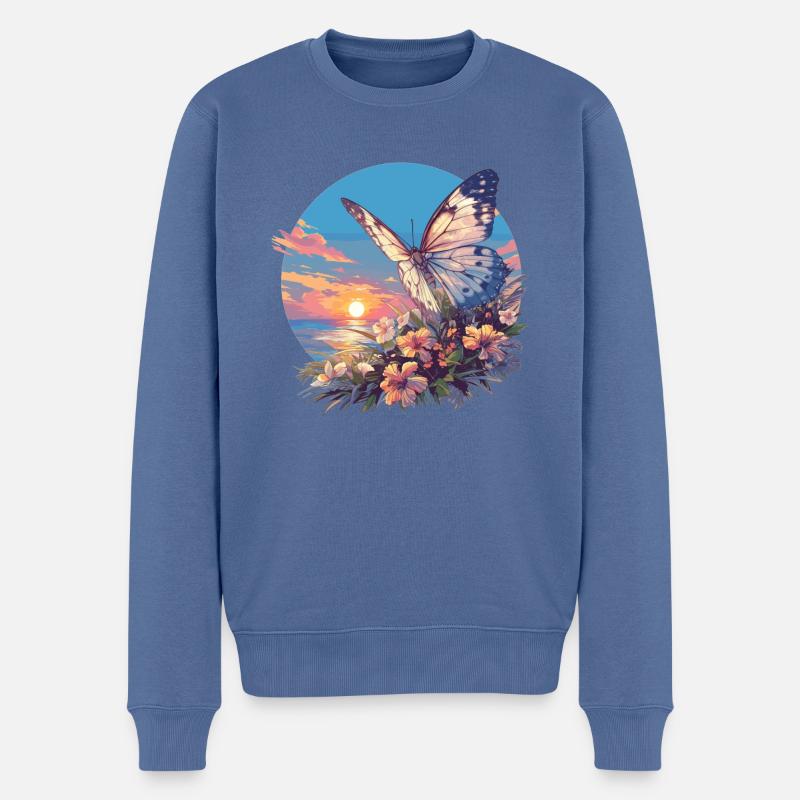 Butterfly Schmetterlinge Schmetterling - Männer Premium Bio Pullover - Taubenblau