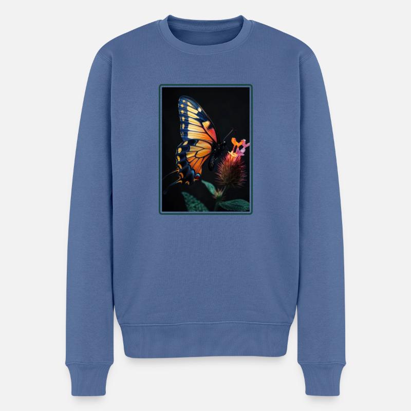 papillon papillons papillon papillon - Pull Premium bio Homme - bleu pigeon