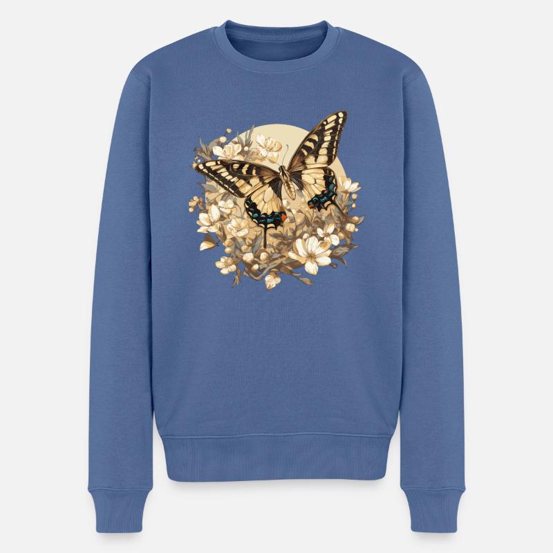 Butterfly Schmetterlinge Schmetterling - Männer Premium Bio Pullover - Taubenblau