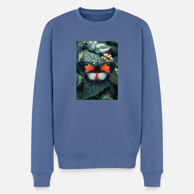 papillon papillons papillon papillon - Pull Premium bio Homme - bleu pigeon