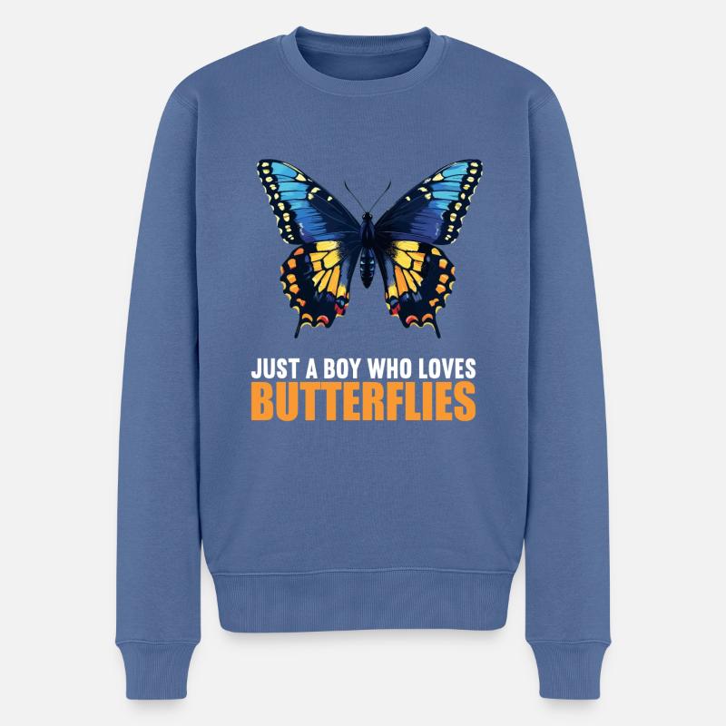 papillon papillons papillon papillon - Pull Premium bio Homme - bleu pigeon