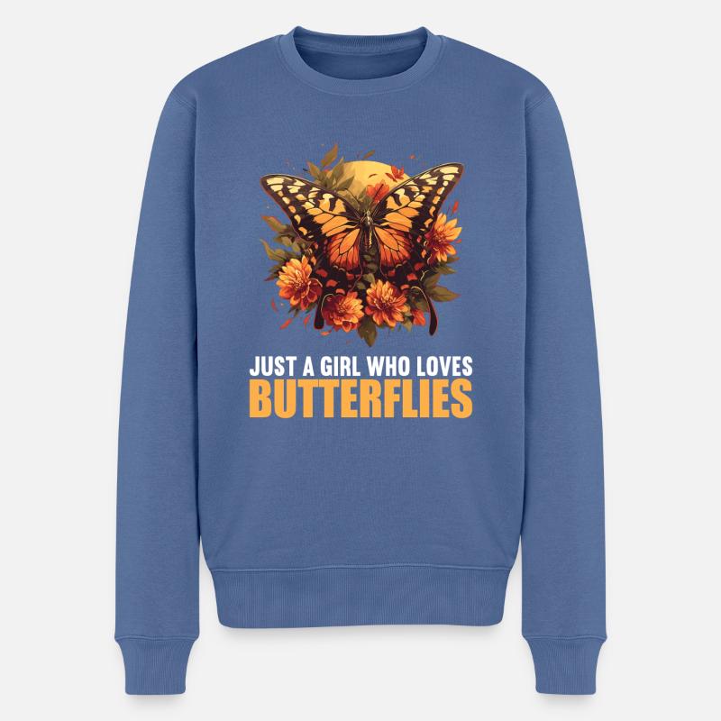 papillon papillons papillon papillon - Pull Premium bio Homme - bleu pigeon