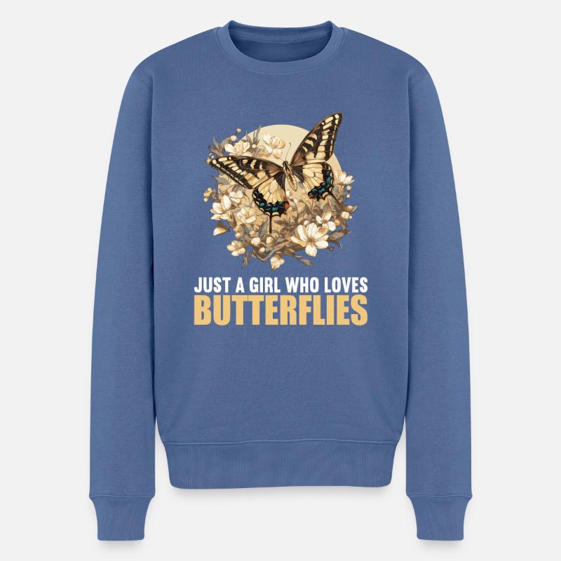 papillon papillons papillon papillon - Pull Premium bio Homme - bleu pigeon