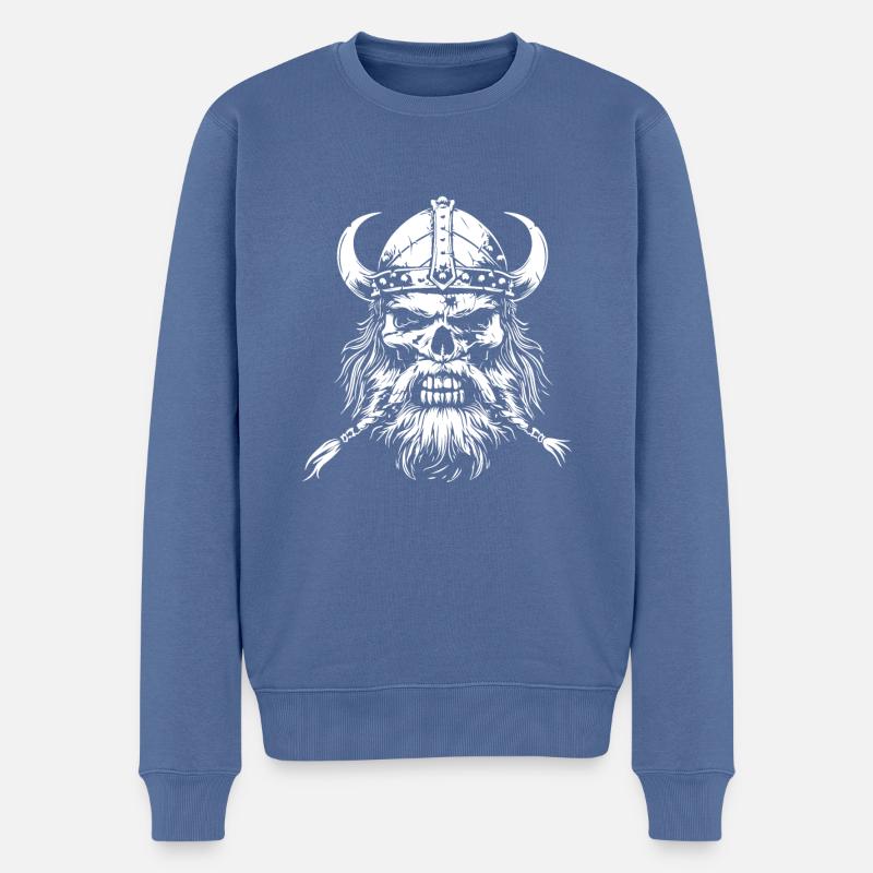 Wikinger Totenkopf Valhalla - Männer Premium Bio Pullover - Taubenblau