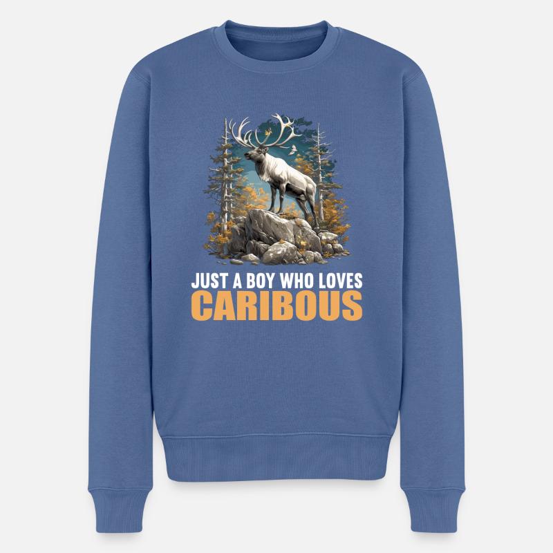 Caribou Karibus Karibu - Männer Premium Bio Pullover - Taubenblau