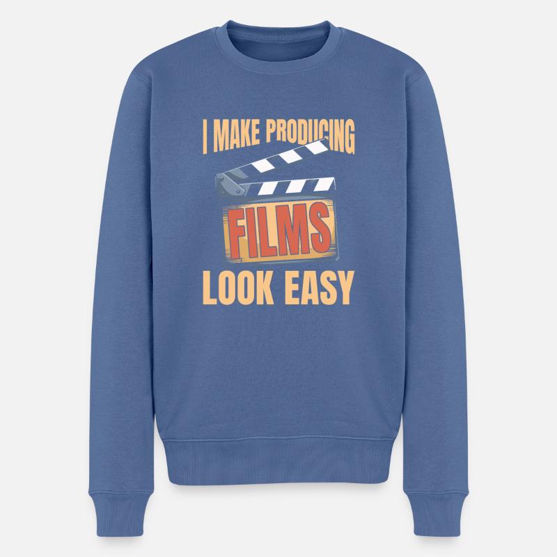 Filmproduzent - Männer Premium Bio Pullover - Taubenblau