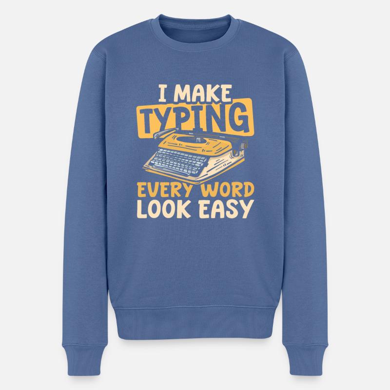 Sténographe - Pull Premium bio Homme - bleu pigeon