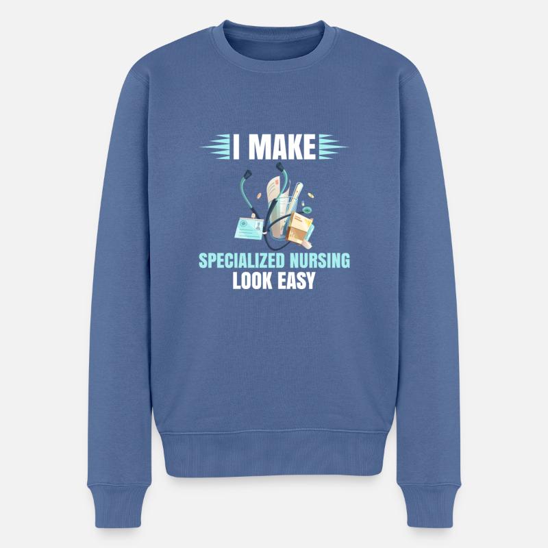 Fachkrankenschwester - Männer Premium Bio Pullover - Taubenblau