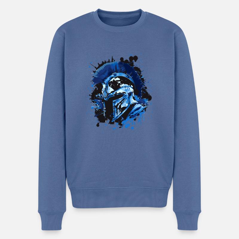 Spartaner Helm Sparta - Männer Premium Bio Pullover - Taubenblau