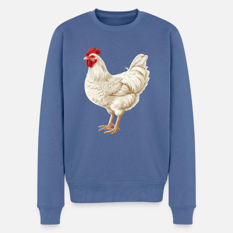 Rooster Hähne Hahn - Männer Premium Bio Pullover - Taubenblau