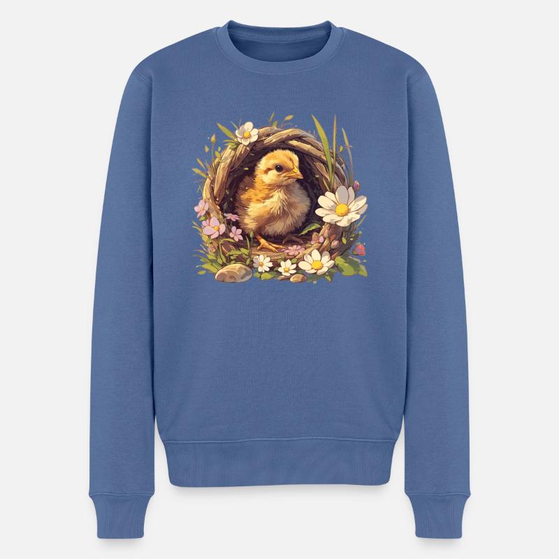 Rooster Hähne Hahn - Männer Premium Bio Pullover - Taubenblau