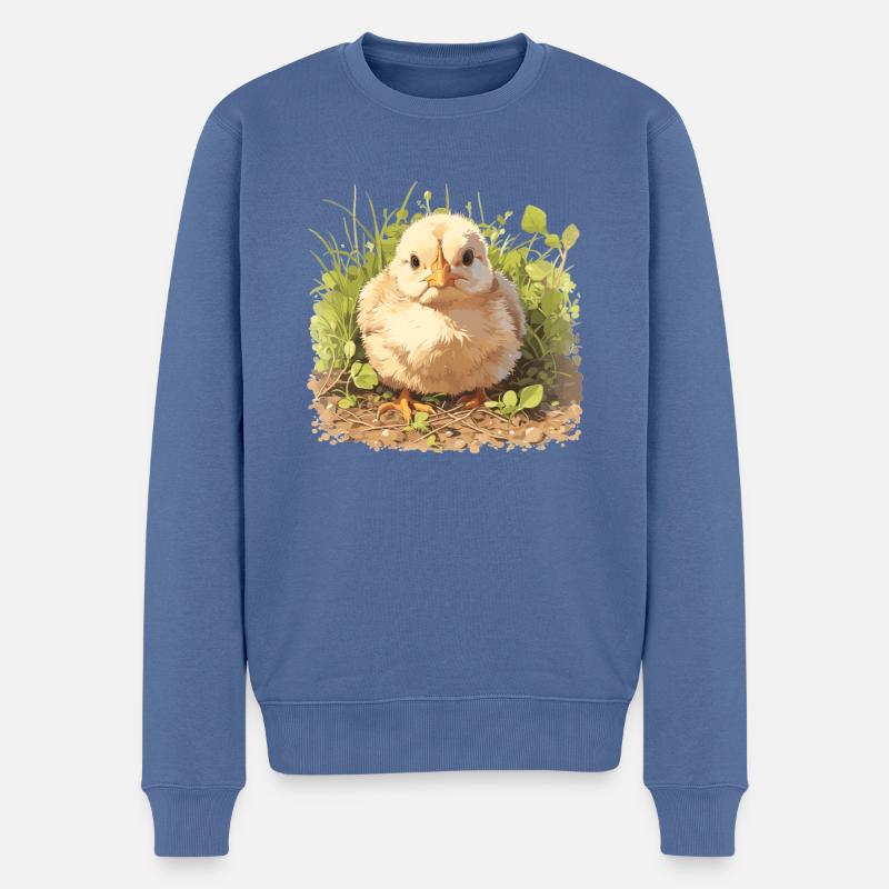 Rooster Hähne Hahn - Männer Premium Bio Pullover - Taubenblau