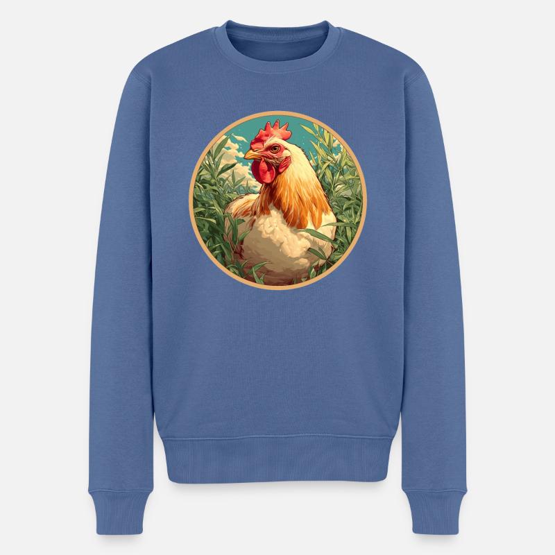 Rooster Hähne Hahn - Männer Premium Bio Pullover - Taubenblau