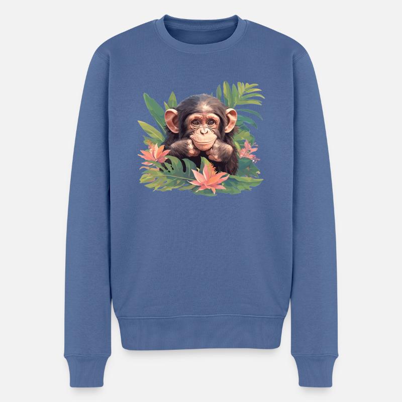 Chimpanzé Schimpansen Schimpanse - Pull Premium bio Homme - bleu pigeon