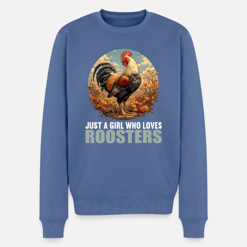 Rooster Hähne Hahn - Männer Premium Bio Pullover - Taubenblau