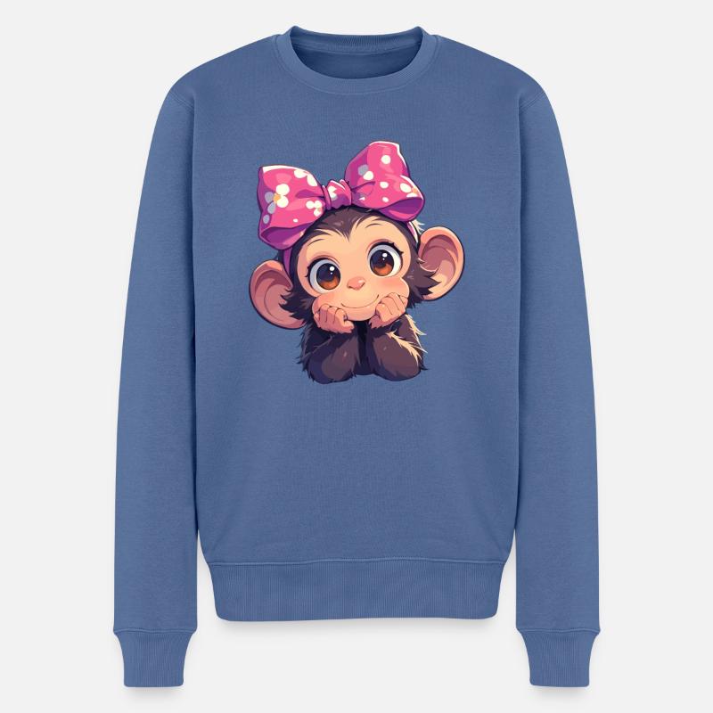 Chimpanzee Schimpansen Schimpanse - Männer Premium Bio Pullover - Taubenblau