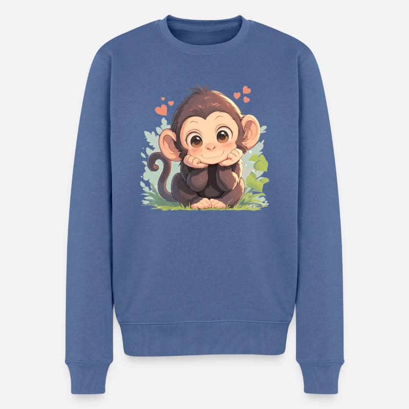 Chimpanzé Schimpansen Schimpanse - Pull Premium bio Homme - bleu pigeon