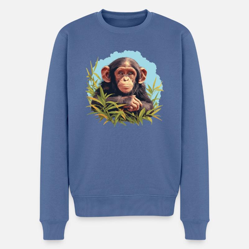 Chimpanzee Schimpansen Schimpanse - Männer Premium Bio Pullover - Taubenblau