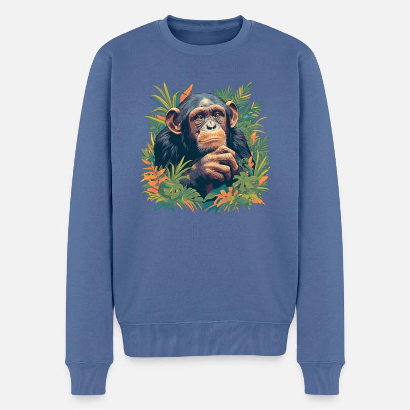 Chimpanzee Schimpansen Schimpanse - Männer Premium Bio Pullover - Taubenblau