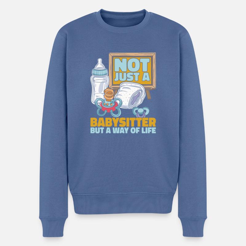 Babysitter - Männer Premium Bio Pullover - Taubenblau