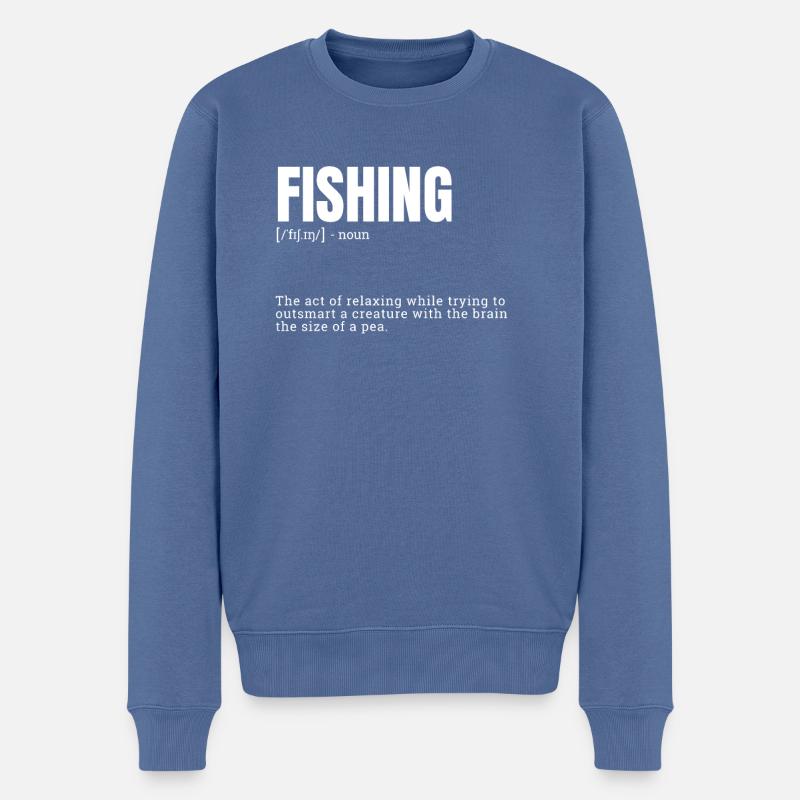 Funny Fishing to Outsmart Pea-Sized Creatures - Männer Premium Bio Pullover - Taubenblau