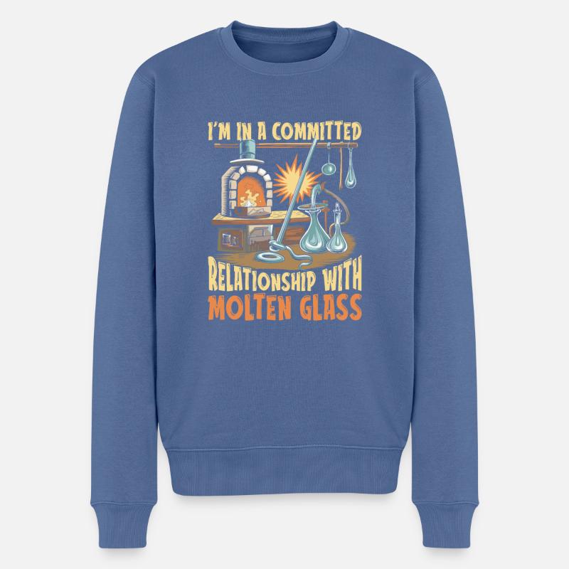 Glasblasen - Männer Premium Bio Pullover - Taubenblau