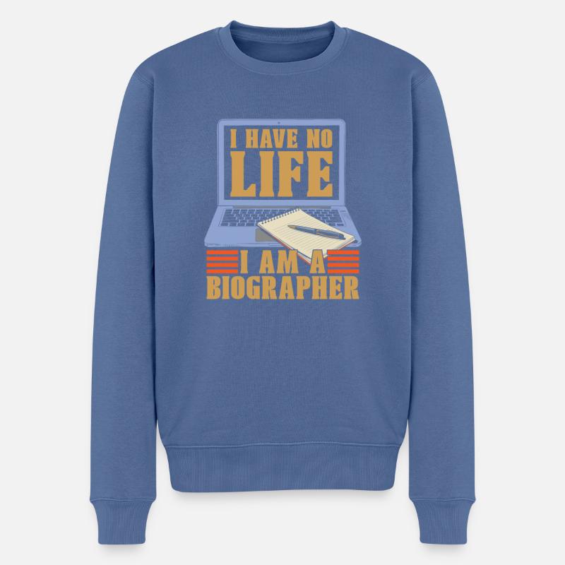 Biograph - Männer Premium Bio Pullover - Taubenblau