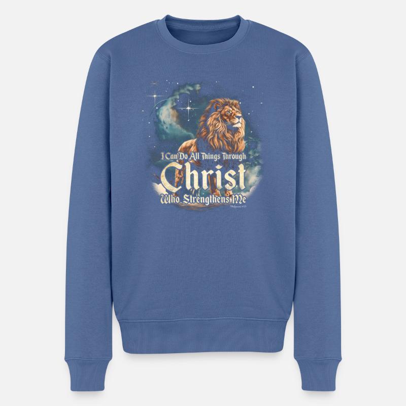 Philippiens 4:13 Je peux tout - La force - Pull Premium bio Homme - bleu pigeon