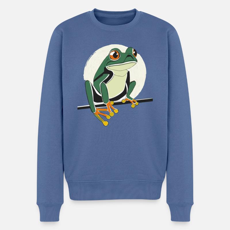 Frosch - Männer Premium Bio Pullover - Taubenblau