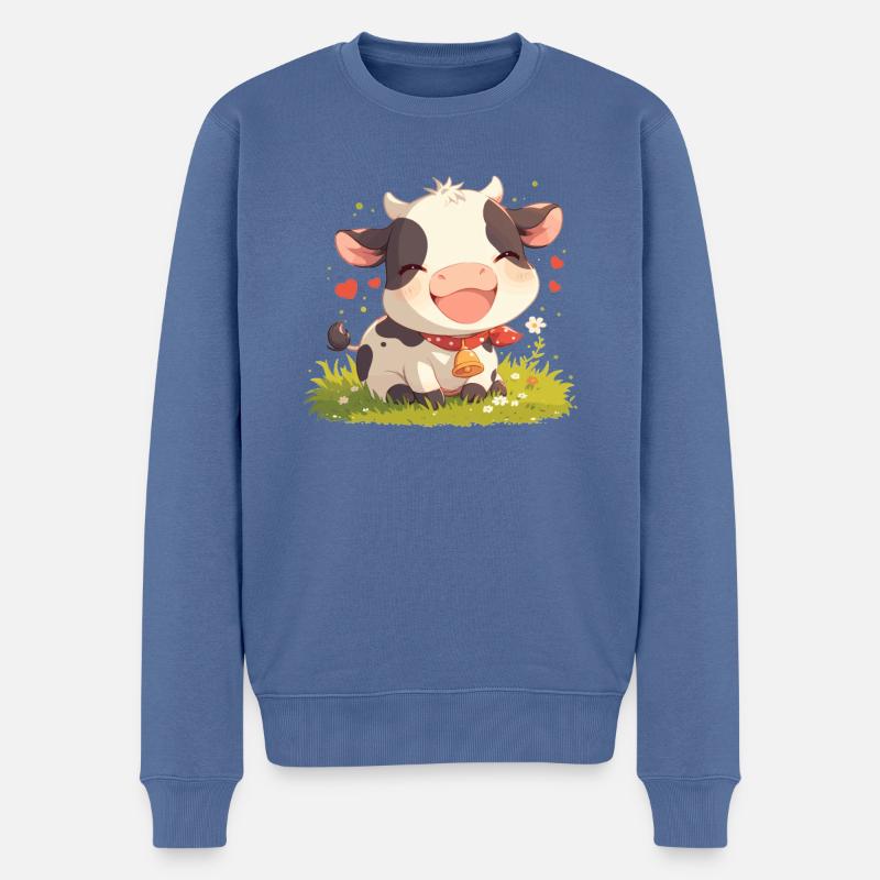 Kühe Kuh - Männer Premium Bio Pullover - Taubenblau
