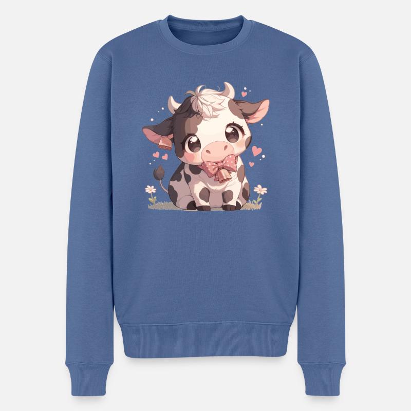Kühe Kuh - Männer Premium Bio Pullover - Taubenblau