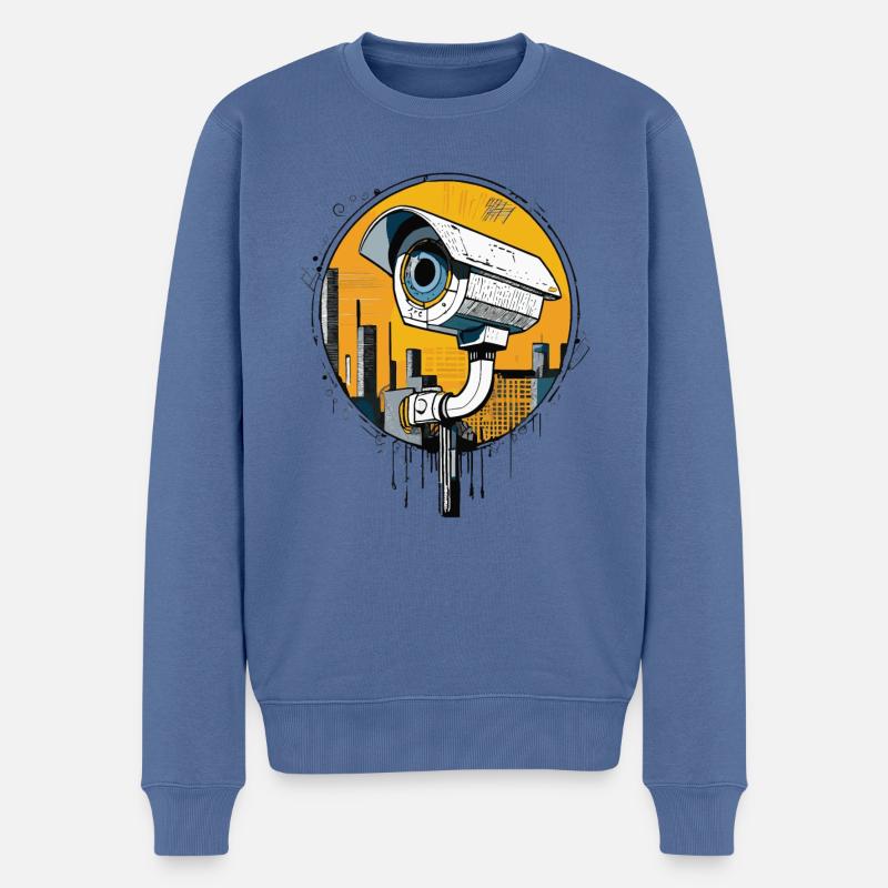 Caméra de sécurité CCTV - Pull Premium bio Homme - bleu pigeon
