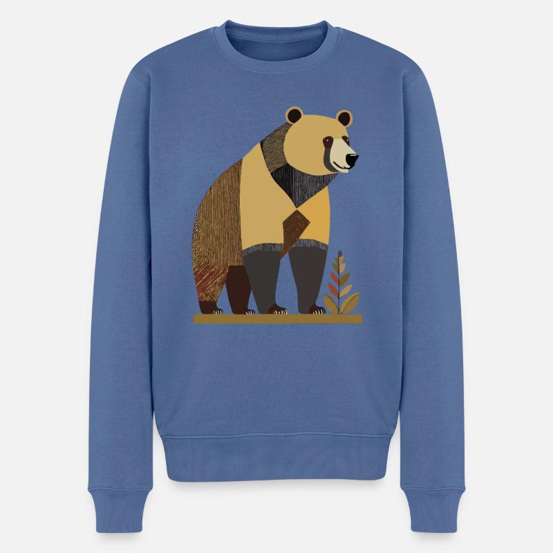 Ours, Ours Brun - Pull Premium bio Homme - bleu pigeon