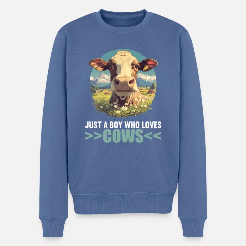 Kühe Kuh - Männer Premium Bio Pullover - Taubenblau