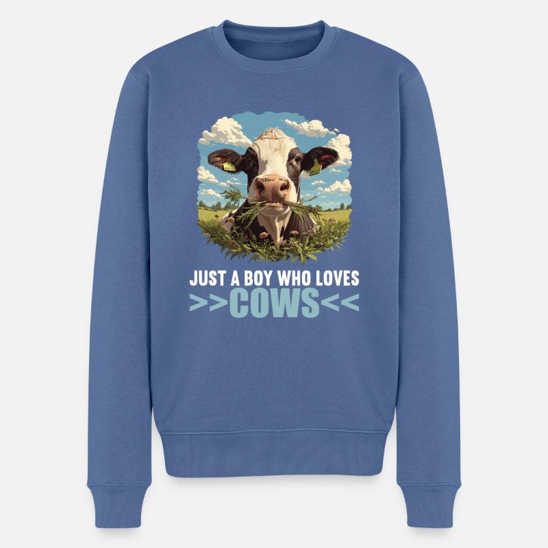 Kühe Kuh - Männer Premium Bio Pullover - Taubenblau