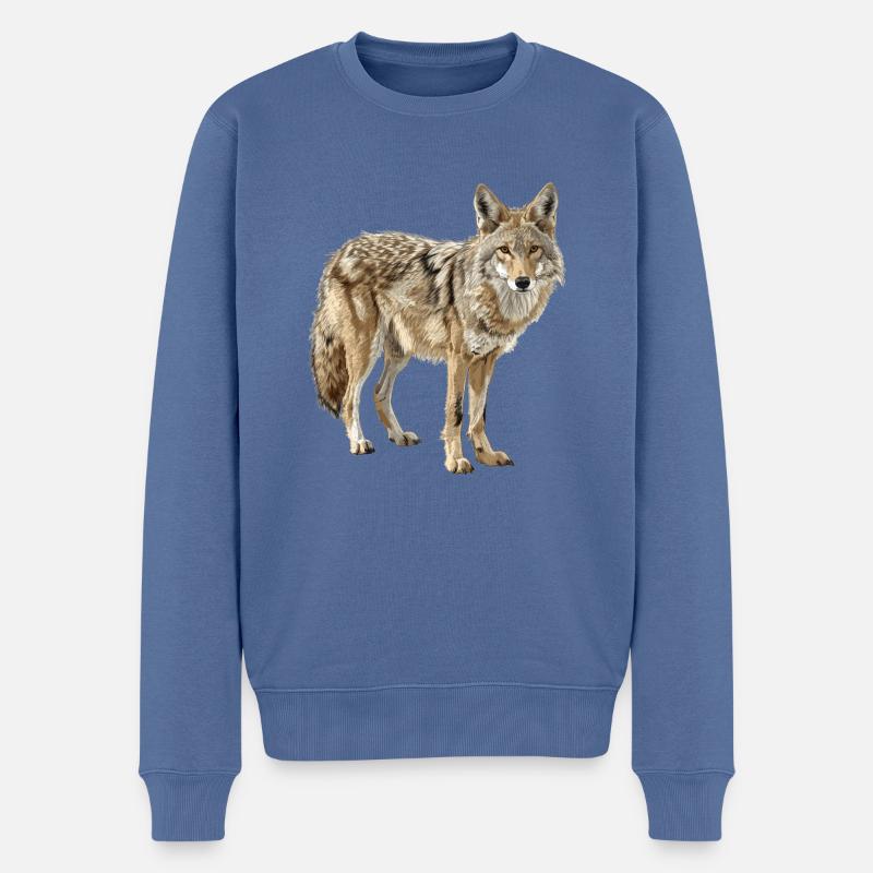 Kojoten Kojote - Männer Premium Bio Pullover - Taubenblau