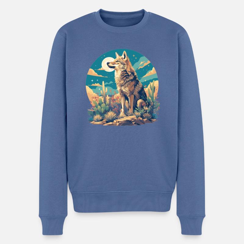 Kojoten Kojote - Männer Premium Bio Pullover - Taubenblau