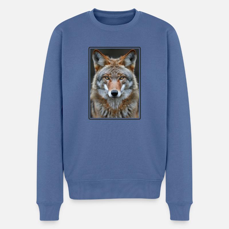Kojoten Kojote - Männer Premium Bio Pullover - Taubenblau