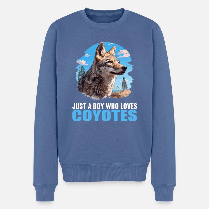 Kojoten Kojote - Männer Premium Bio Pullover - Taubenblau