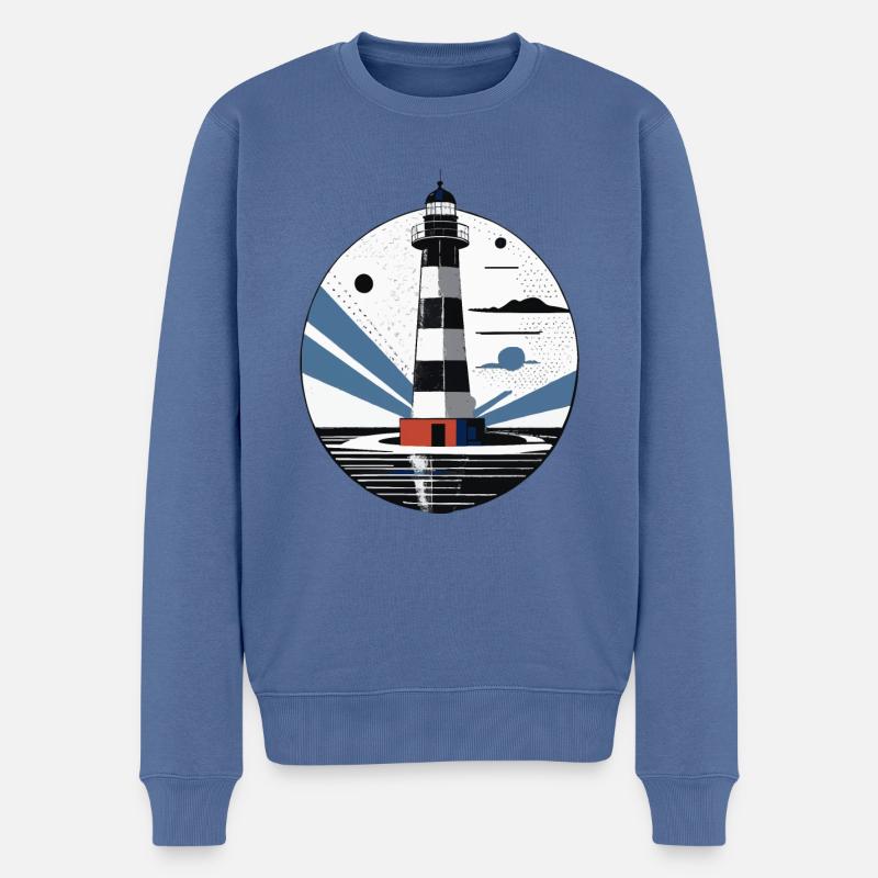 Leuchtturm, Küste, Meer - Männer Premium Bio Pullover - Taubenblau