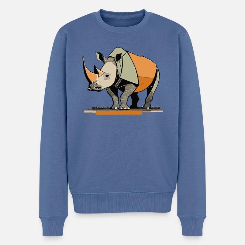 nashorn, tier, motiv, zoo, nashörner, welt, - Männer Premium Bio Pullover - Taubenblau