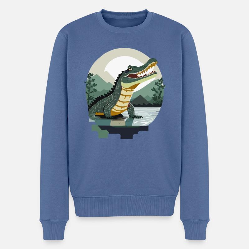 krokodil, tier, lieblingstier, tierschützer afrika - Männer Premium Bio Pullover - Taubenblau