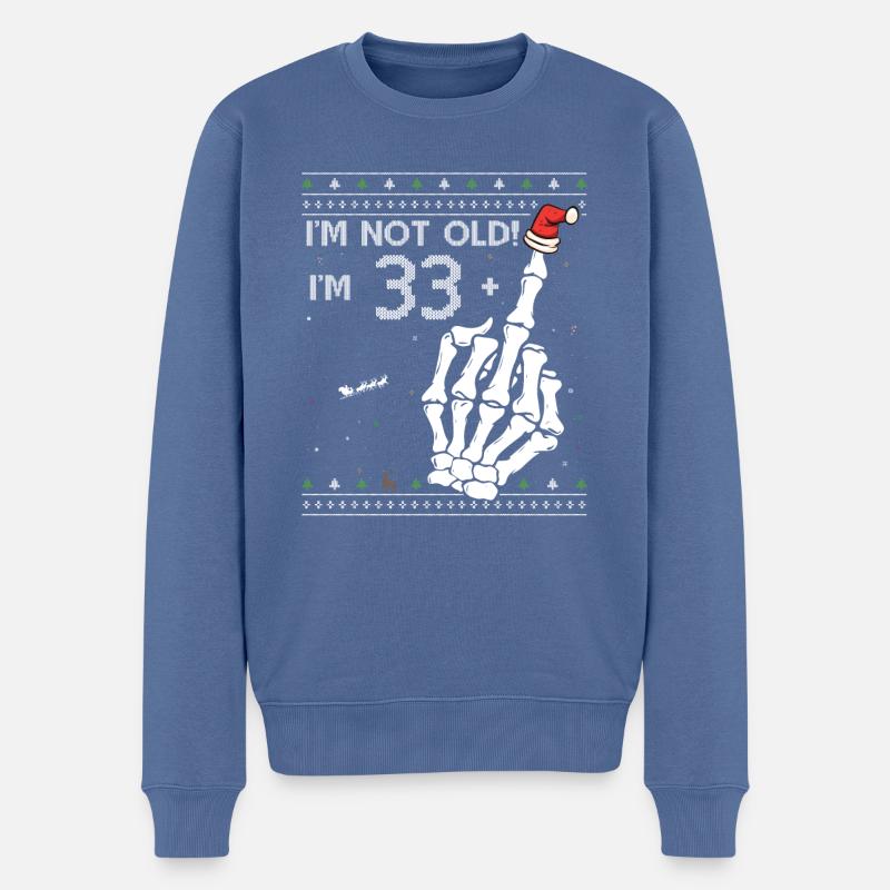 Ich bin 33 plus Mittelfinger - Lustige Weihnachten 34. - Männer Premium Bio Pullover - Taubenblau