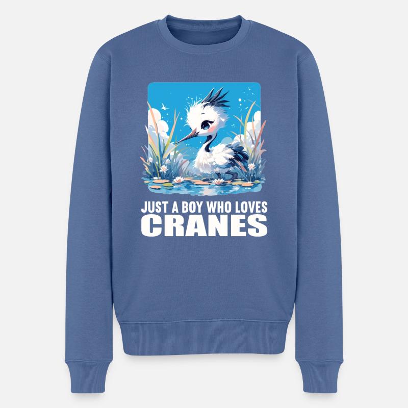 Kraniche Kranich - Männer Premium Bio Pullover - Taubenblau
