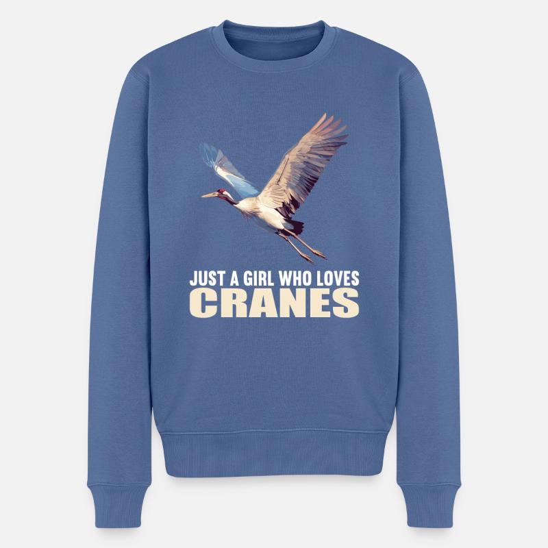 Kraniche Kranich - Männer Premium Bio Pullover - Taubenblau