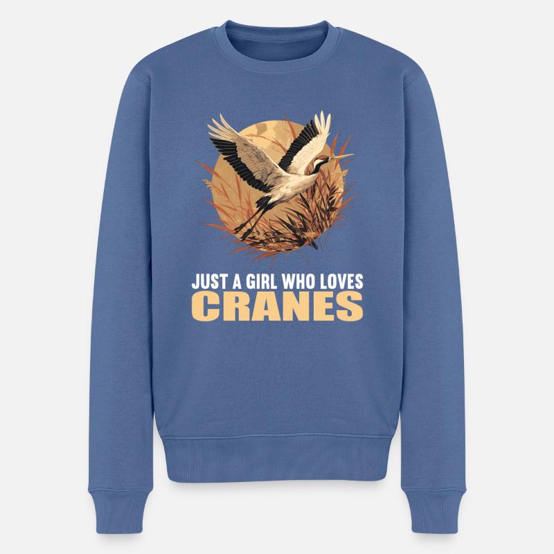 Kraniche Kranich - Männer Premium Bio Pullover - Taubenblau