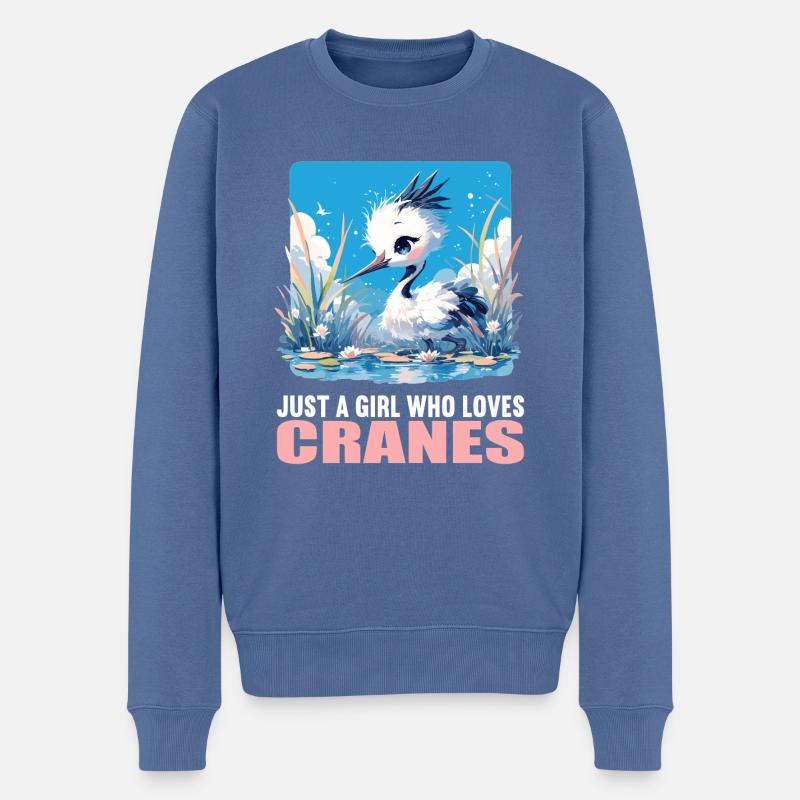 Kraniche Kranich - Männer Premium Bio Pullover - Taubenblau