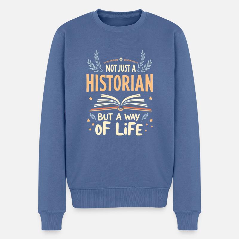 Historiker - Männer Premium Bio Pullover - Taubenblau
